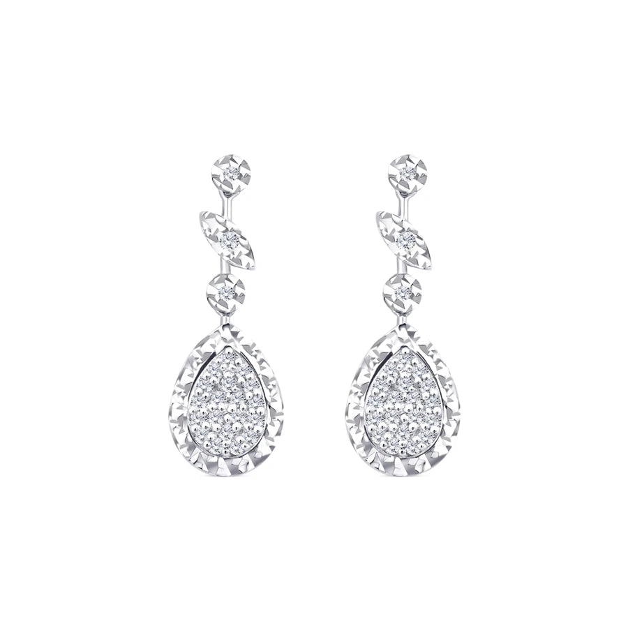 0.10 Carat Diamond Pear Earrings