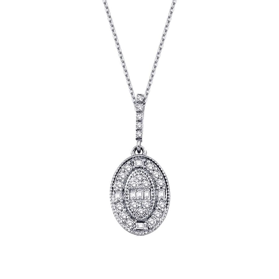 0.19 Carat Diamond Baguette Necklace