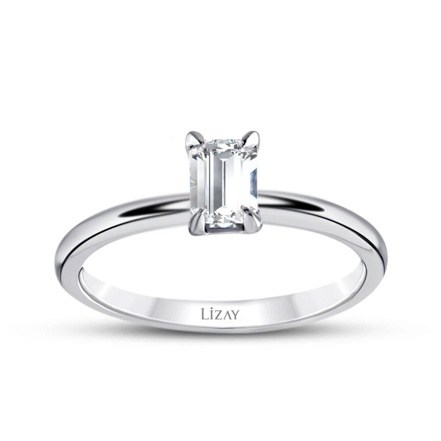 0.70 Carat Diamond Emerald Solitaire Engagement Ring