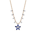 0.80 Carat Diamond Sapphire Flower Necklace