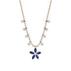 0.80 Carat Diamond Sapphire Flower Necklace