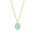 Gold Blue Enamel North Star Necklace