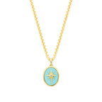 Gold Blue Enamel North Star Necklace