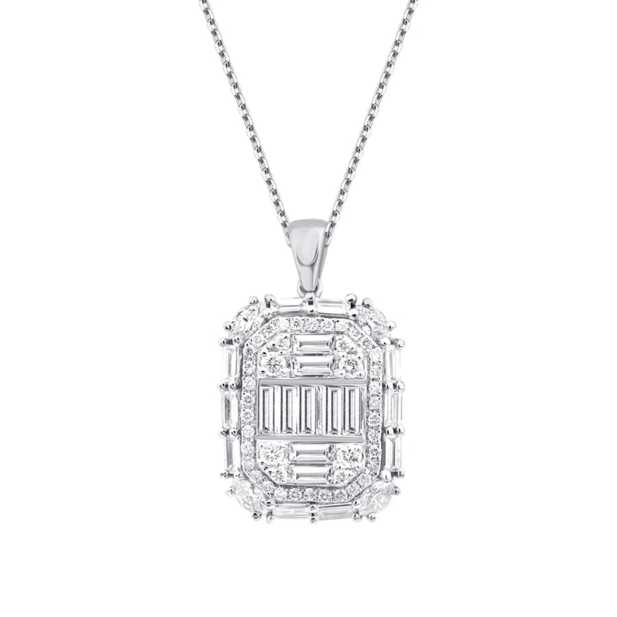 1.43 Carat Diamond Baguette Necklace
