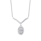 0.22 Carat Diamond Oval Baguette Necklace