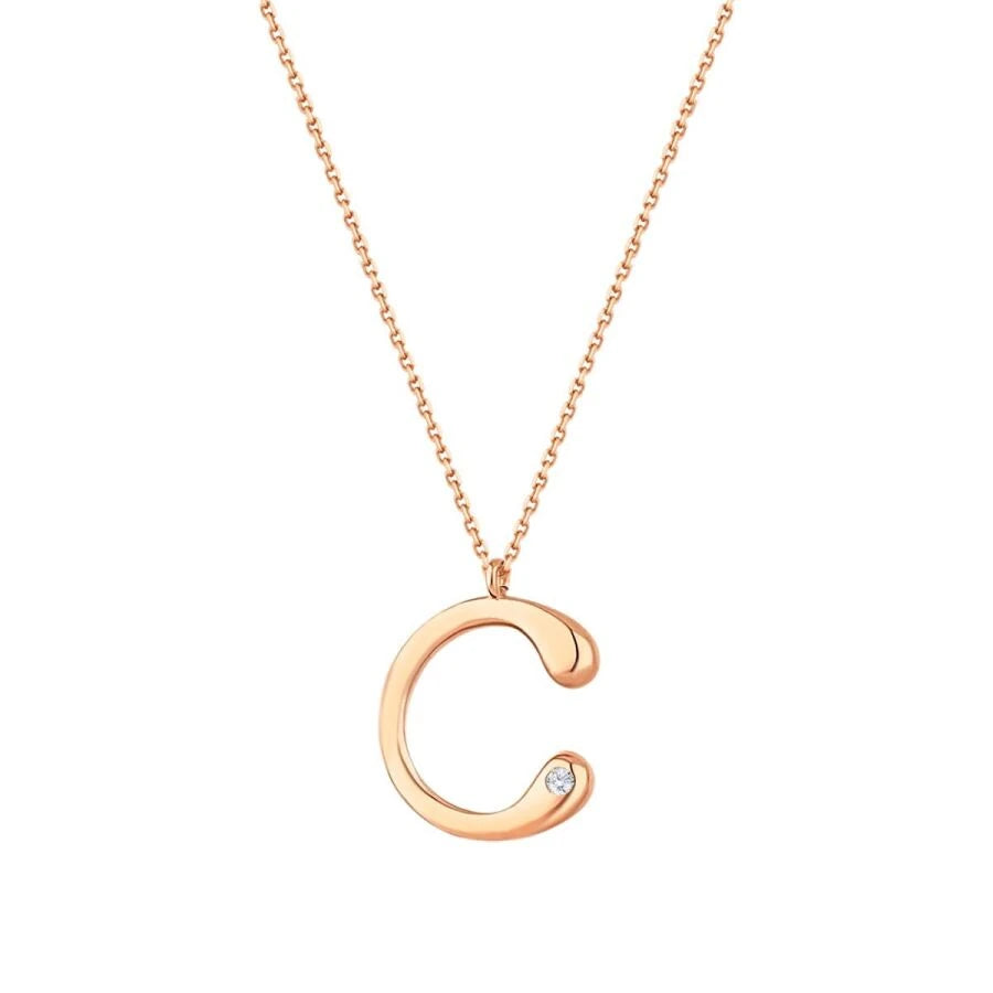 0.02 Carat Diamond Letter C  Necklace