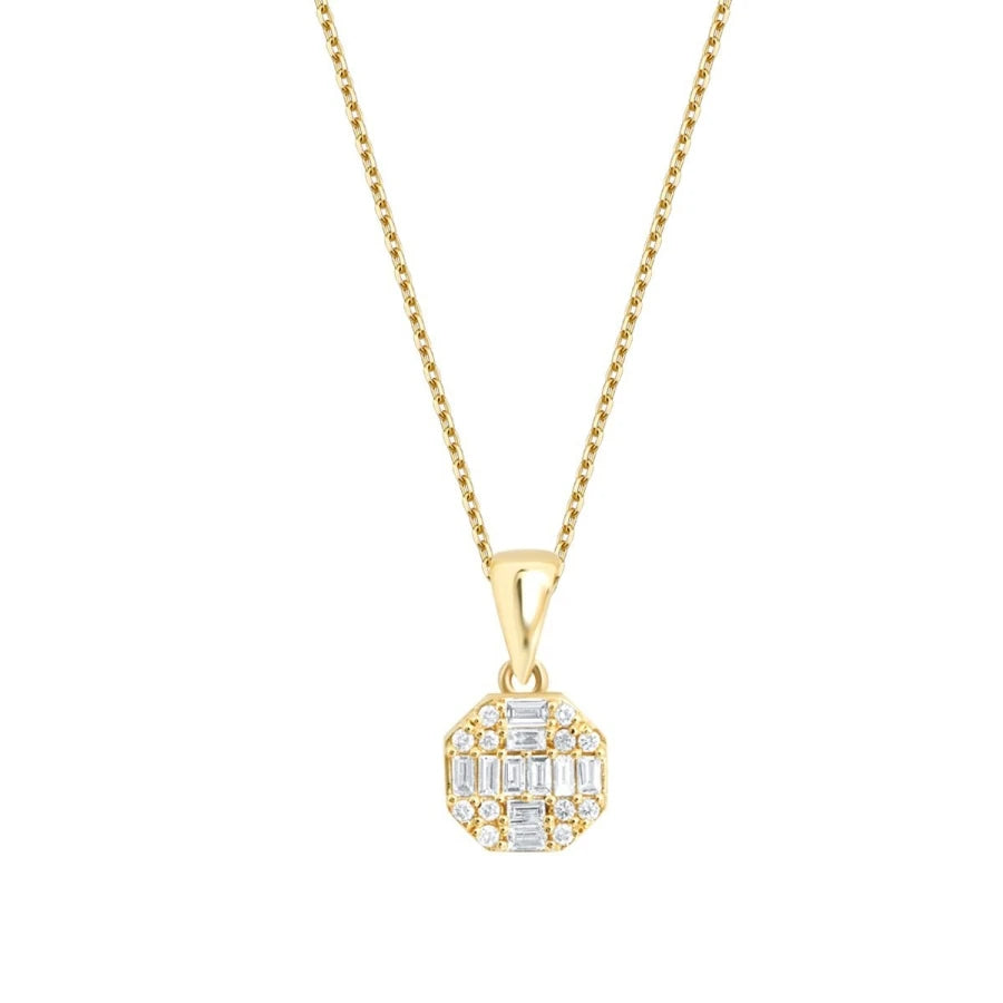 0.21 Carat Diamond Round Baguette Necklace