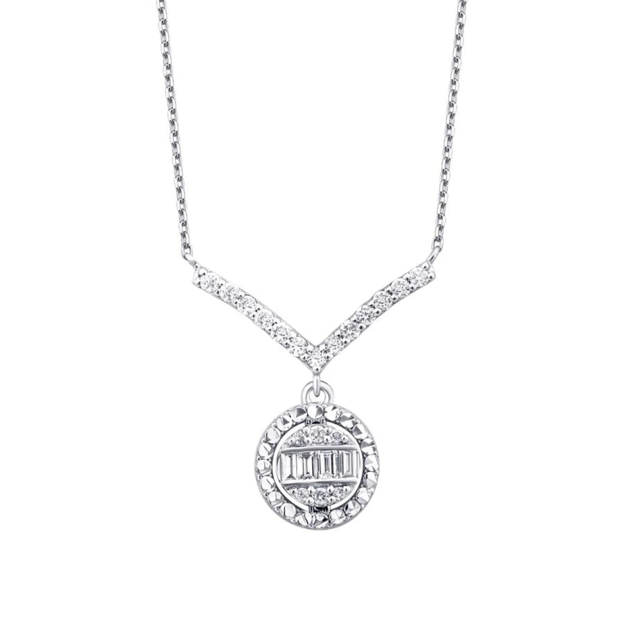 0.26 Carat Diamond Round Baguette Necklace