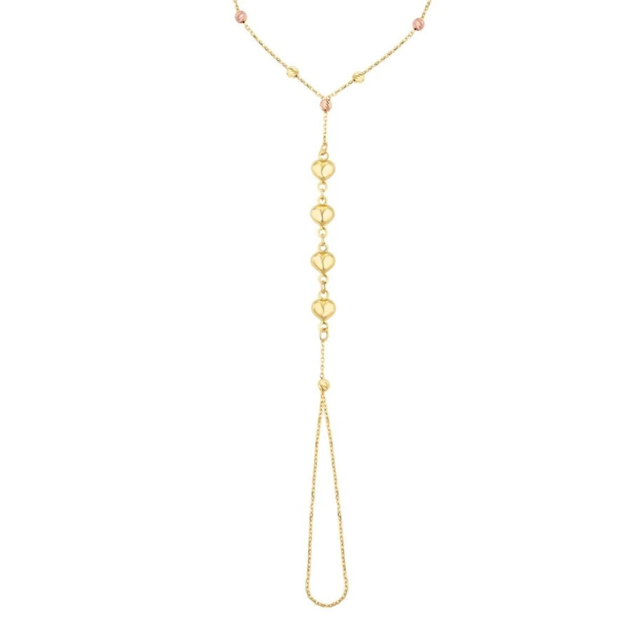 Gold Ball Heart Hand Chain Bracelet