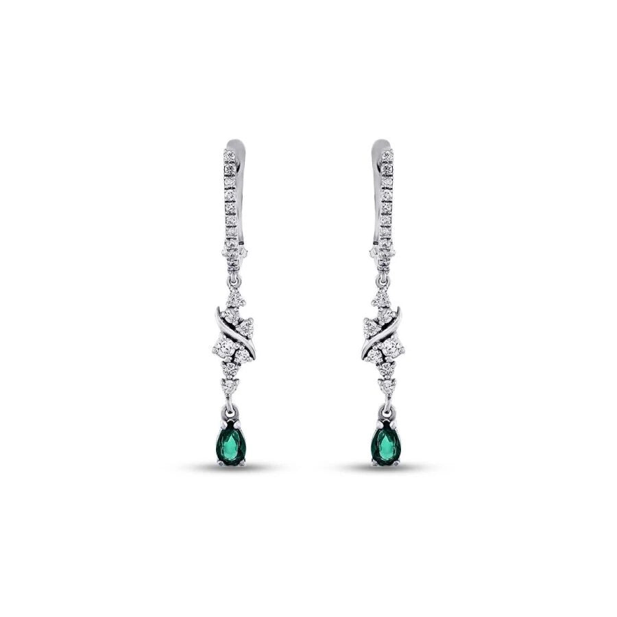 0.70 Carat Diamond Emerald Earrings