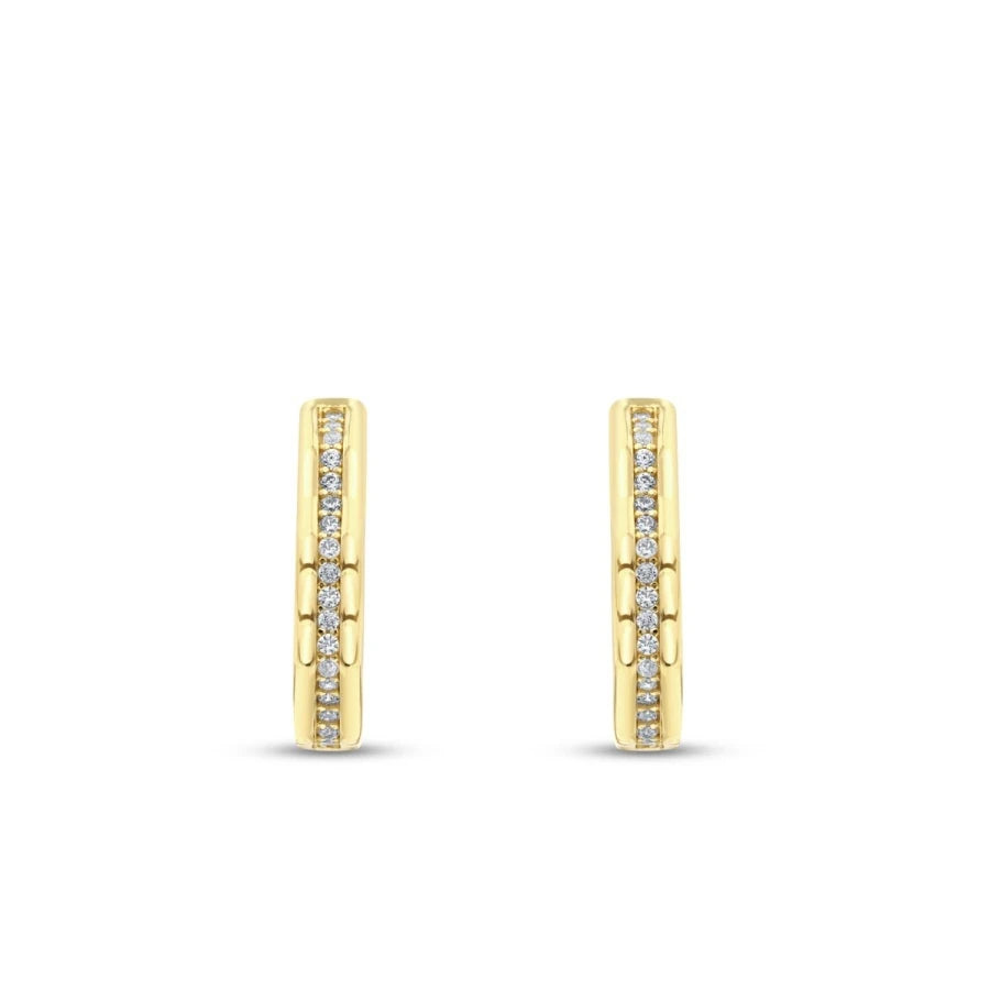 Gold Classic Stone Hoop Earrings