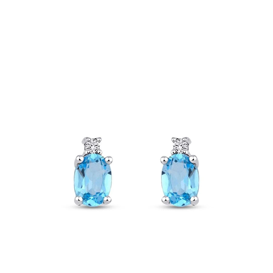 1.89 Carat Diamond Blue Topaz Earrings