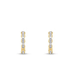 Gold Triangle Row Stone Hoop Earrings