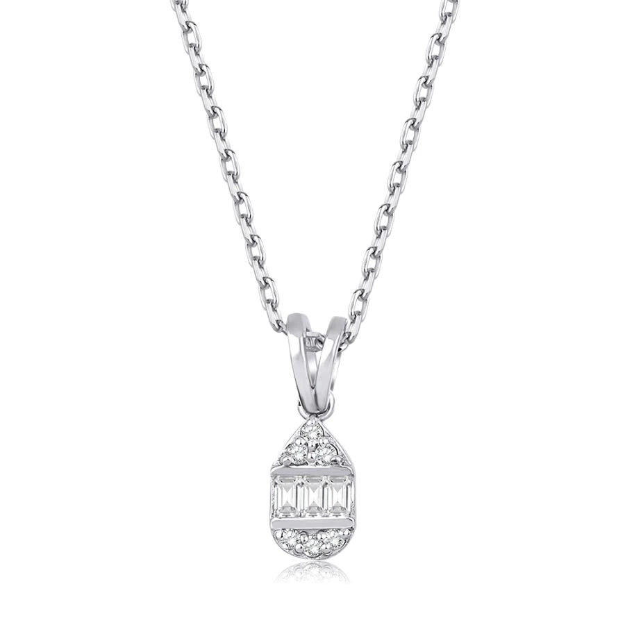 0.10 Carat Diamond Baguette Necklace