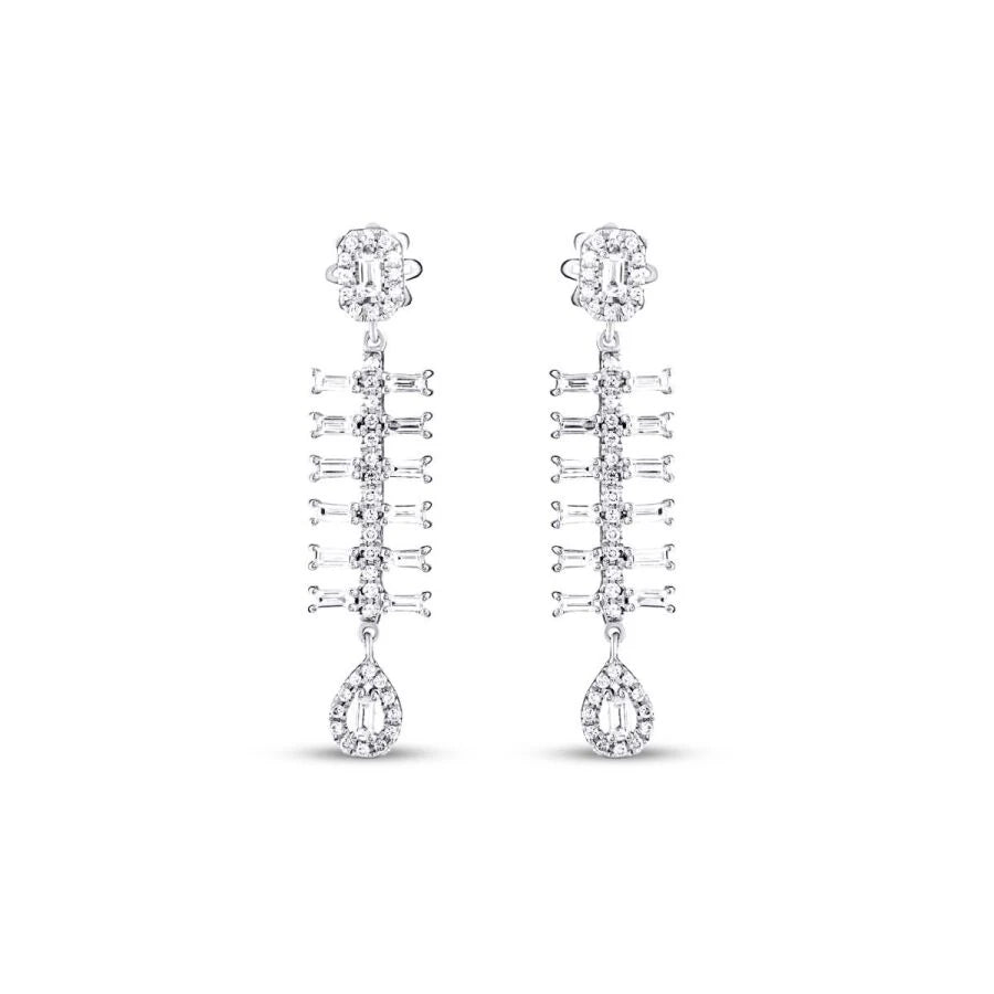 0.98 Carat Diamond Baguette Earrings