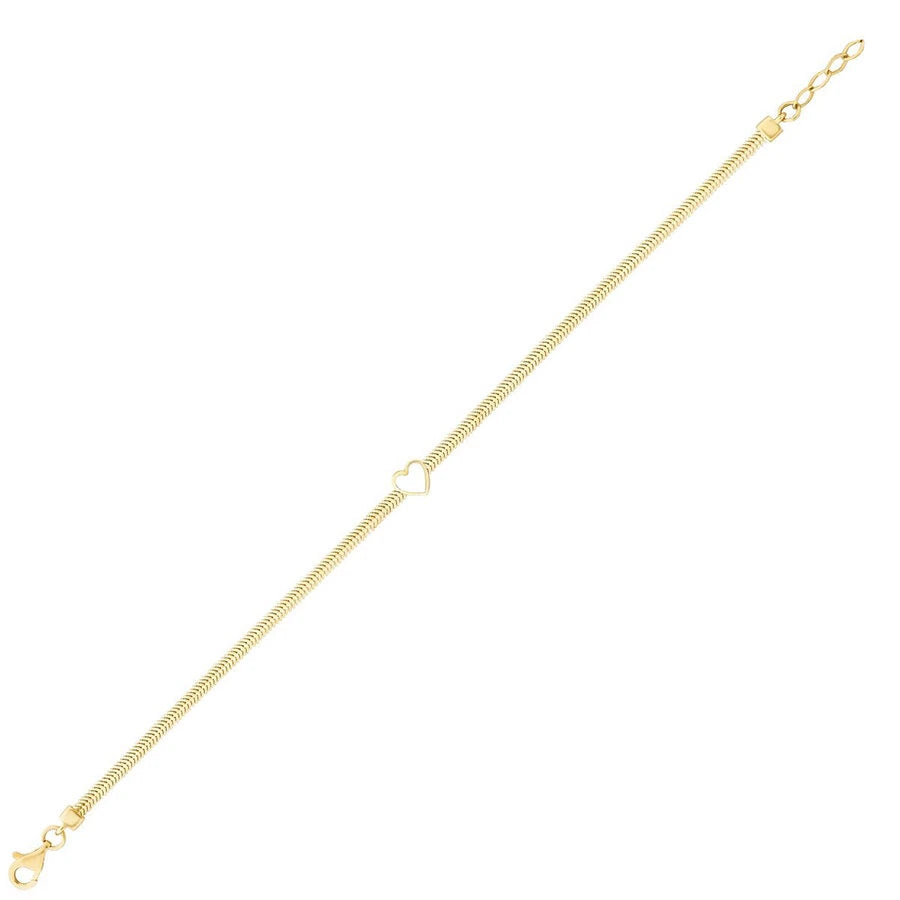 Gold Heart-Shaped Fishbone Chain Bracelet