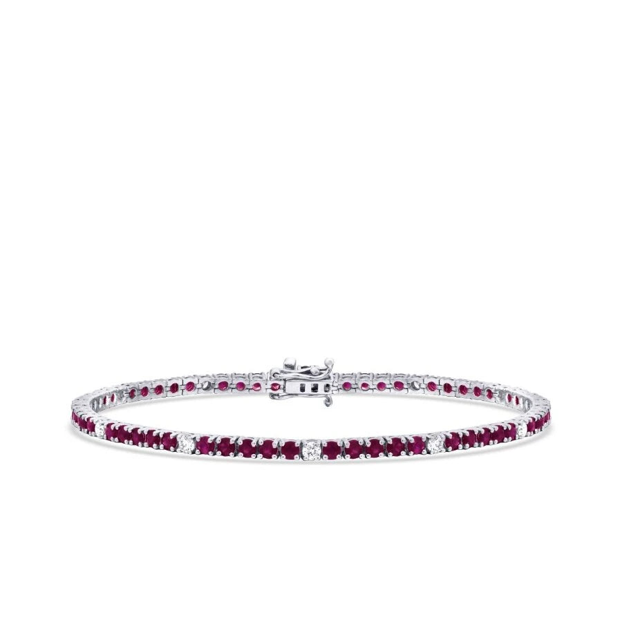 3.92 Carat Diamond Ruby Bracelet