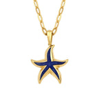 Gold Blue Starfish Necklace