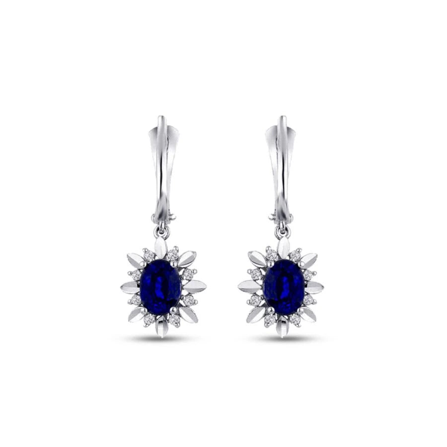 2.20 Carat Diamond Sapphire Earrings