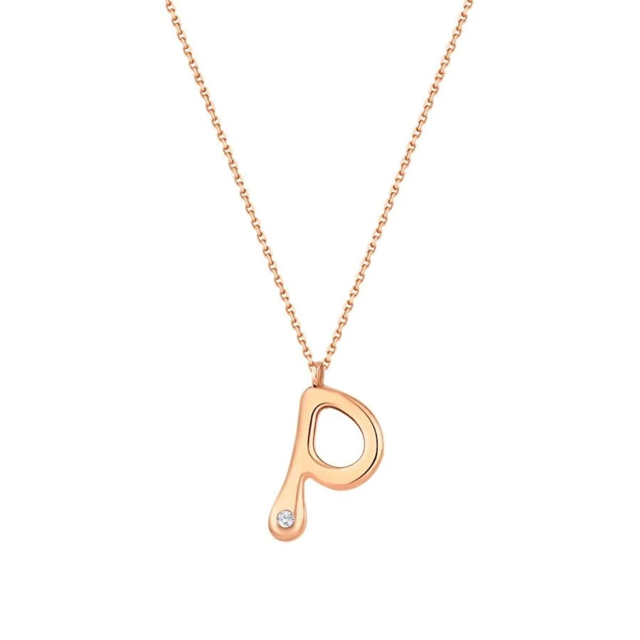 0.02 Carat Diamond Letter P  Necklace