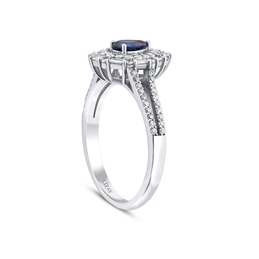1.30 Carat Diamond Pear Sapphire Ring