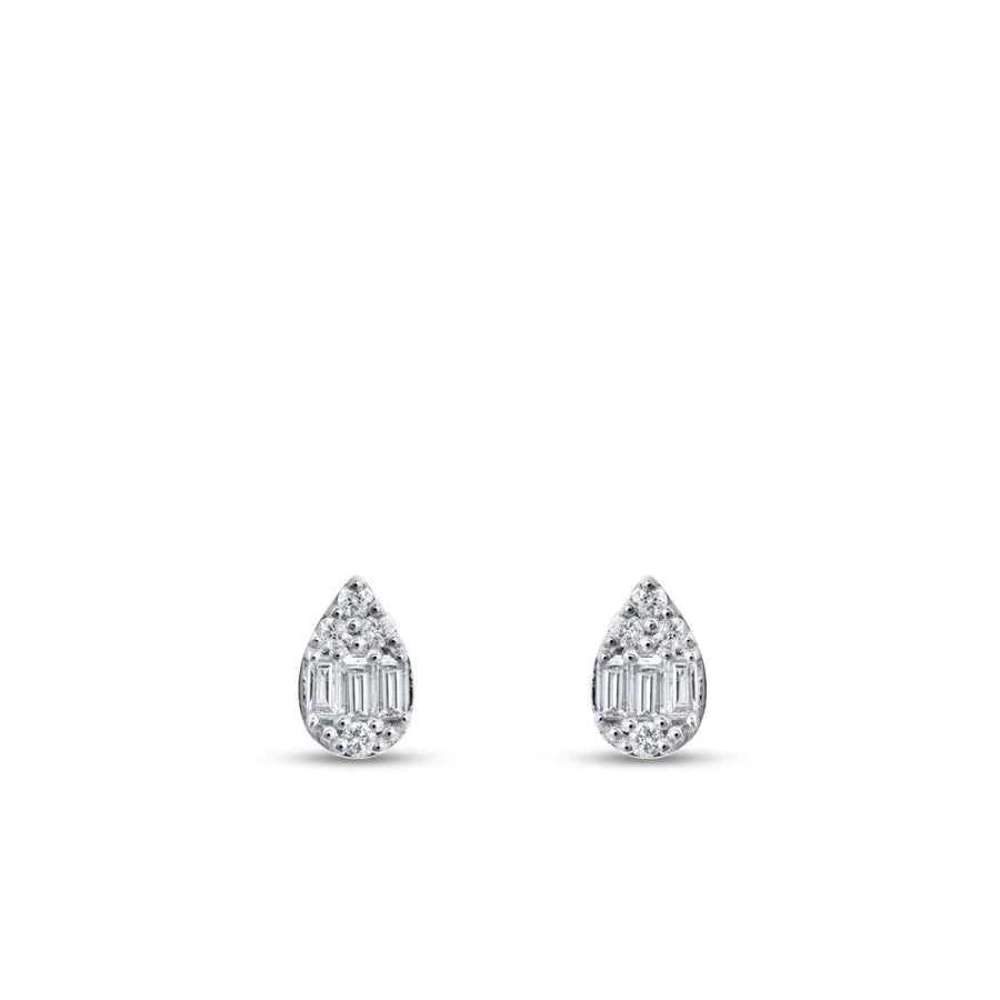 0.14 Carat Diamond Baguette Pear Earrings