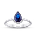 0.84 Carat Diamond Pear Sapphire Ring