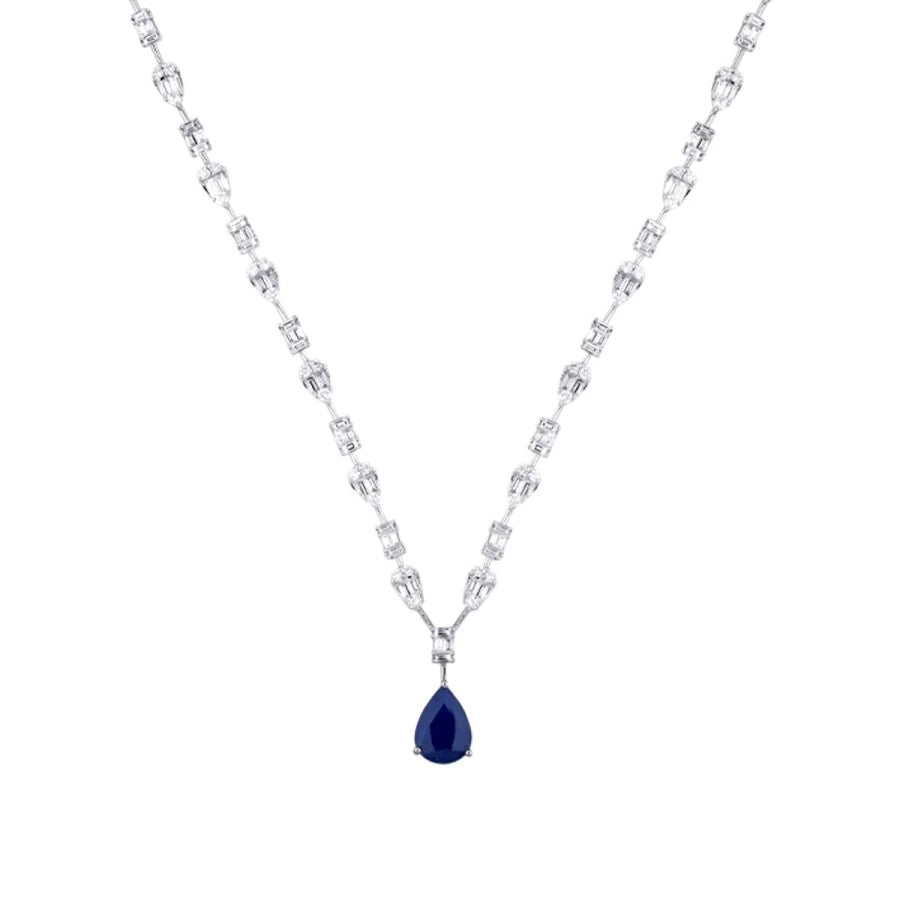 7.68 Carat Diamond Baguette Sapphire Neckband