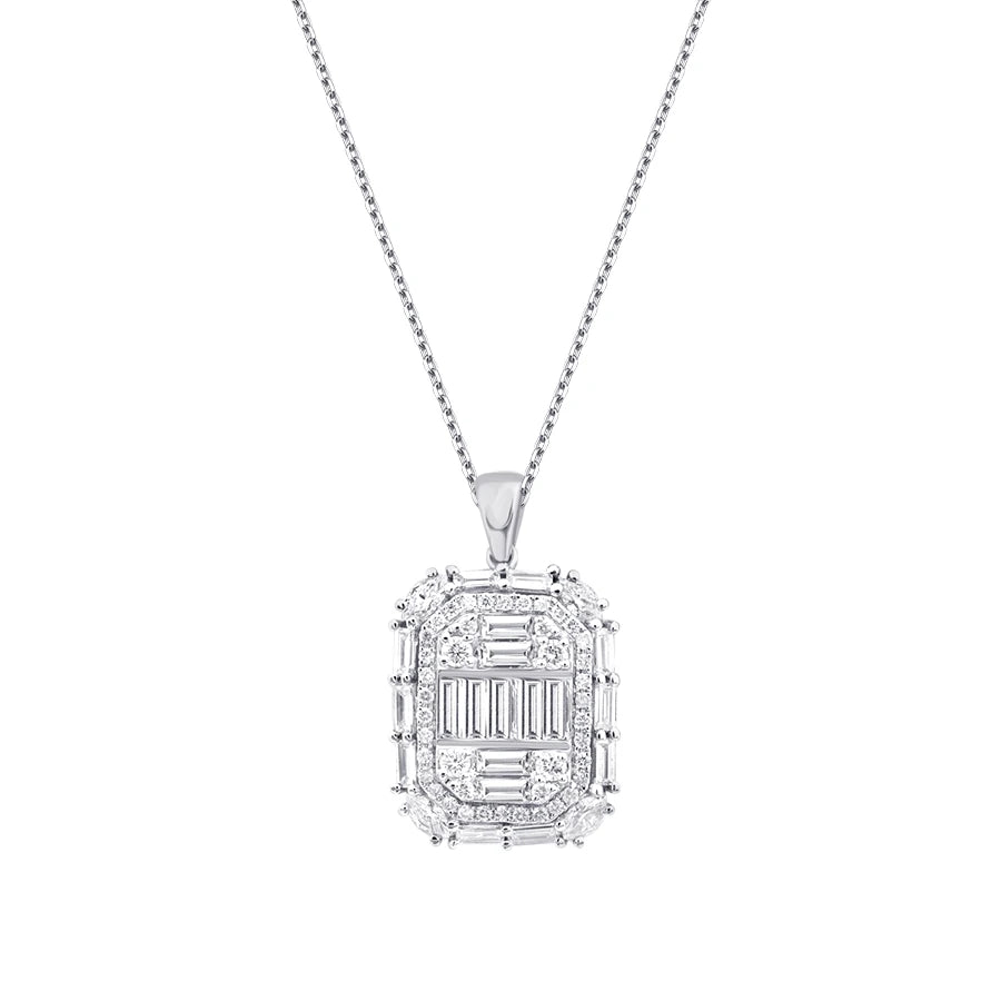 1.43 Carat Diamond Baguette Necklace
