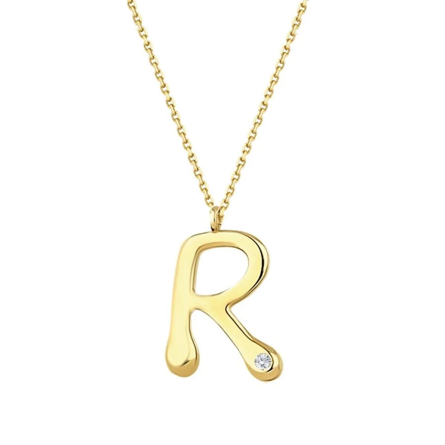 0.02 Carat Diamond R Letter Necklace