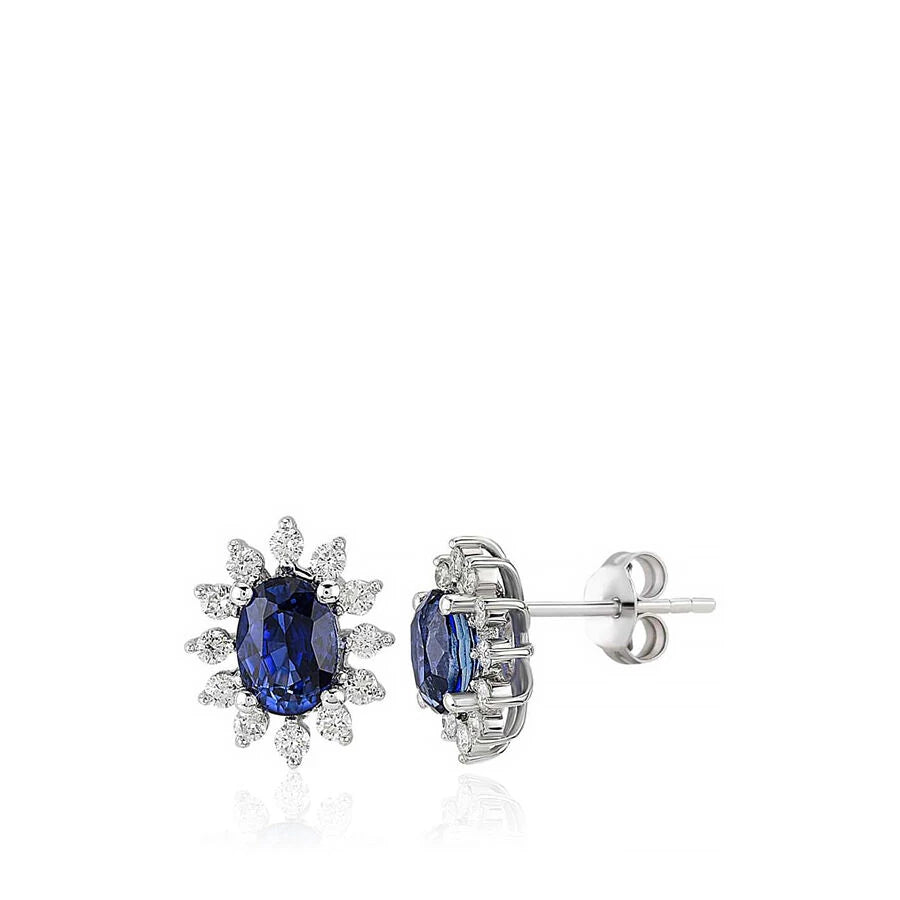 2.82 Carat Diamond Sapphire Earrings