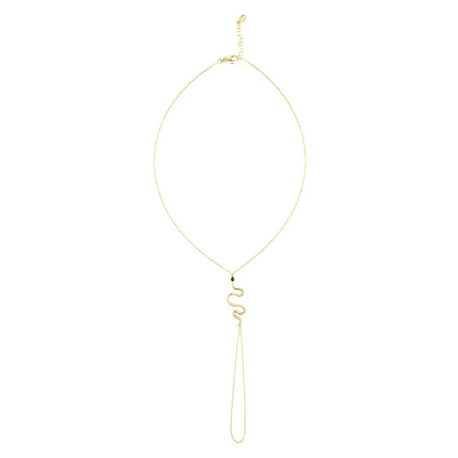 Gold Stone Snake Hand Chain Bracelet