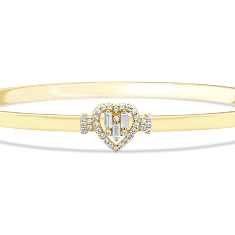 Gold Heart Baguette Bangle