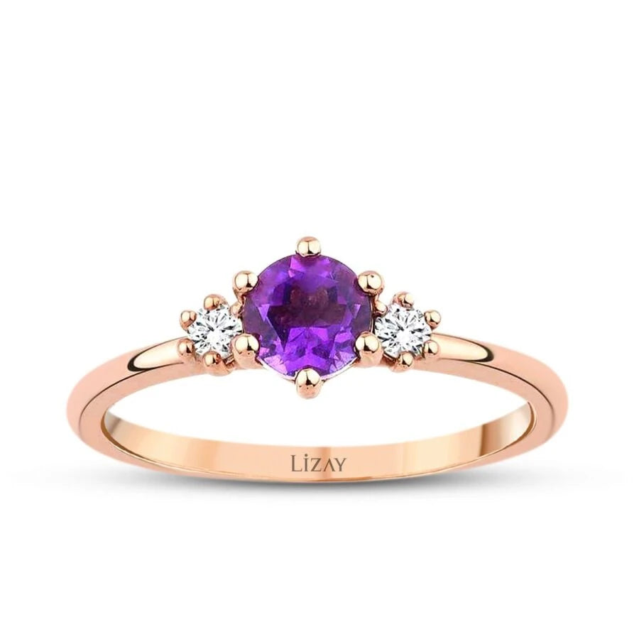0.58 Carat Diamond Amethyst Ring
