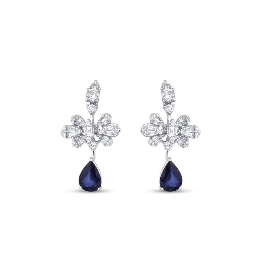 4.33 Carat Diamond Sapphire Earrings