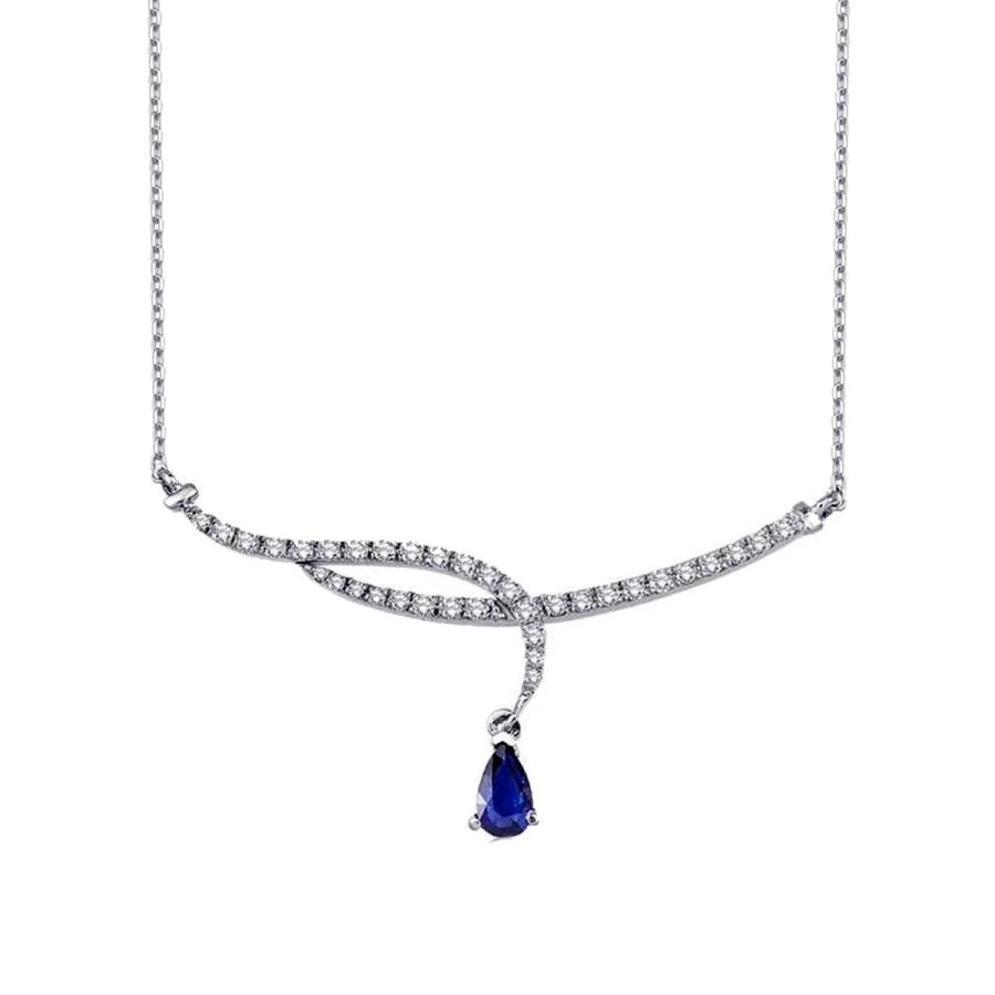 0.79 Carat Diamond Pear Sapphire Necklace