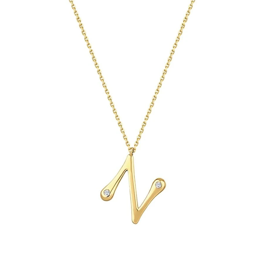 0.04 Carat Diamond N Letter Necklace