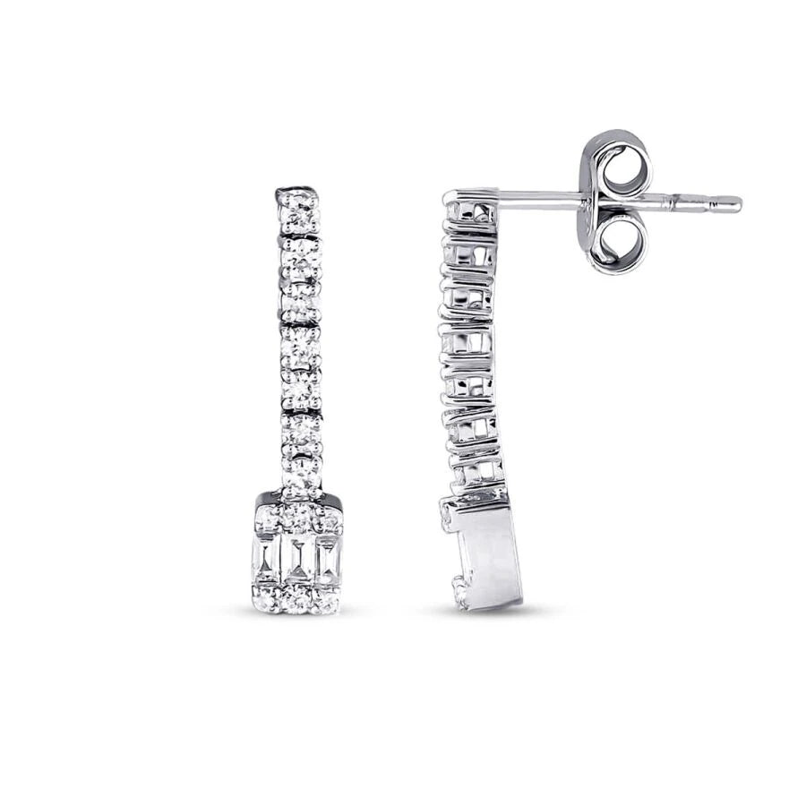 0.43 Carat Diamond Baguette Earrings