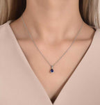 0.69 Carat Diamond Pear Sapphire Necklace