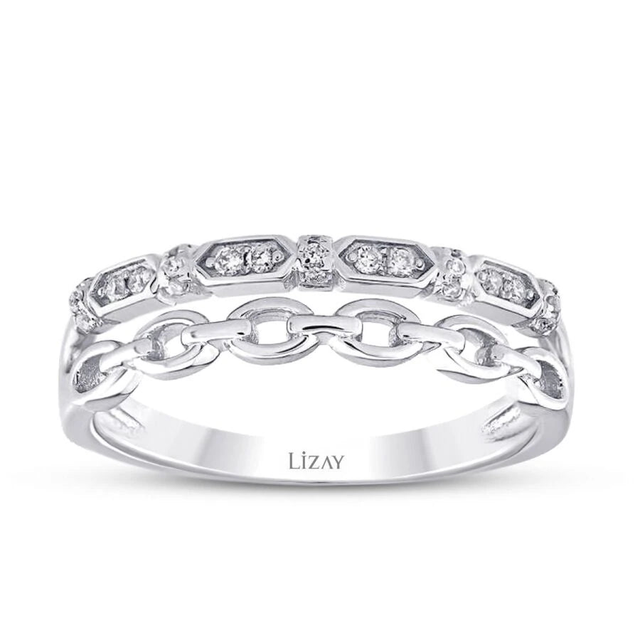 0.10 Carat Diamond Two-Row Half-Eternity Ring