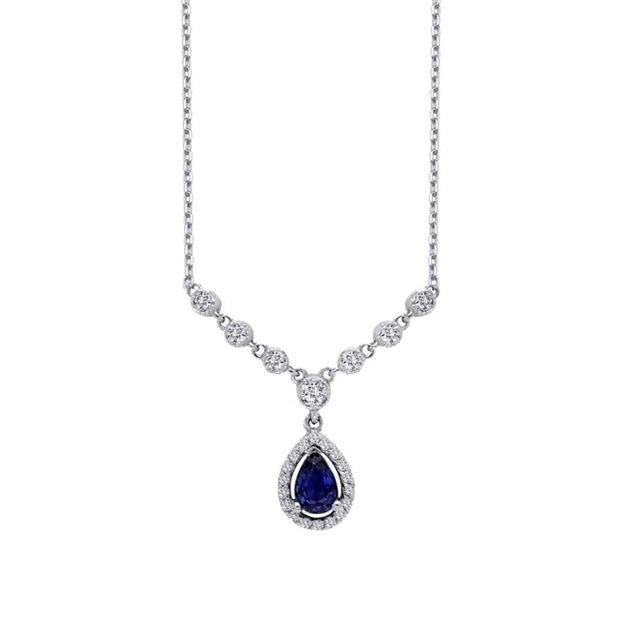 0.67 Carat Diamond Pear Sapphire Necklace