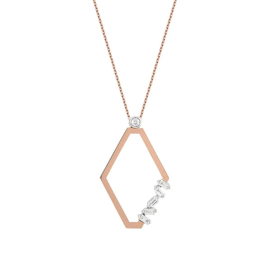 0.15 Carat Diamond Rhombus Baguette Necklace