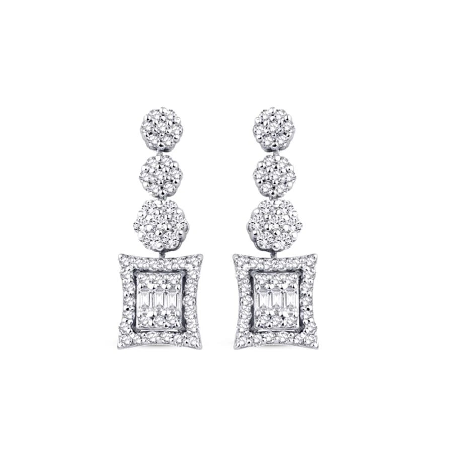 1.58 Carat Diamond Baguette Flower Set