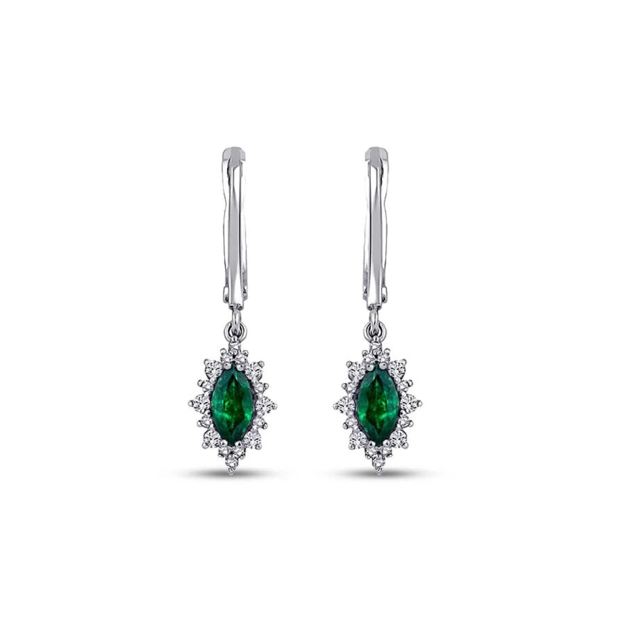 0.99 Carat Diamond Emerald Earrings