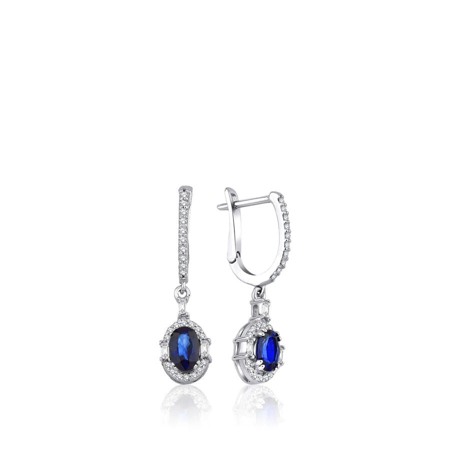 1.40 Carat Diamond Sapphire Earrings