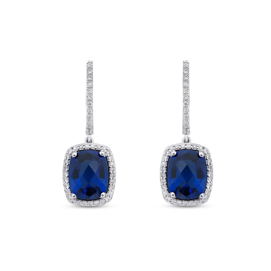 4.33 Carat Diamond Sapphire Earrings