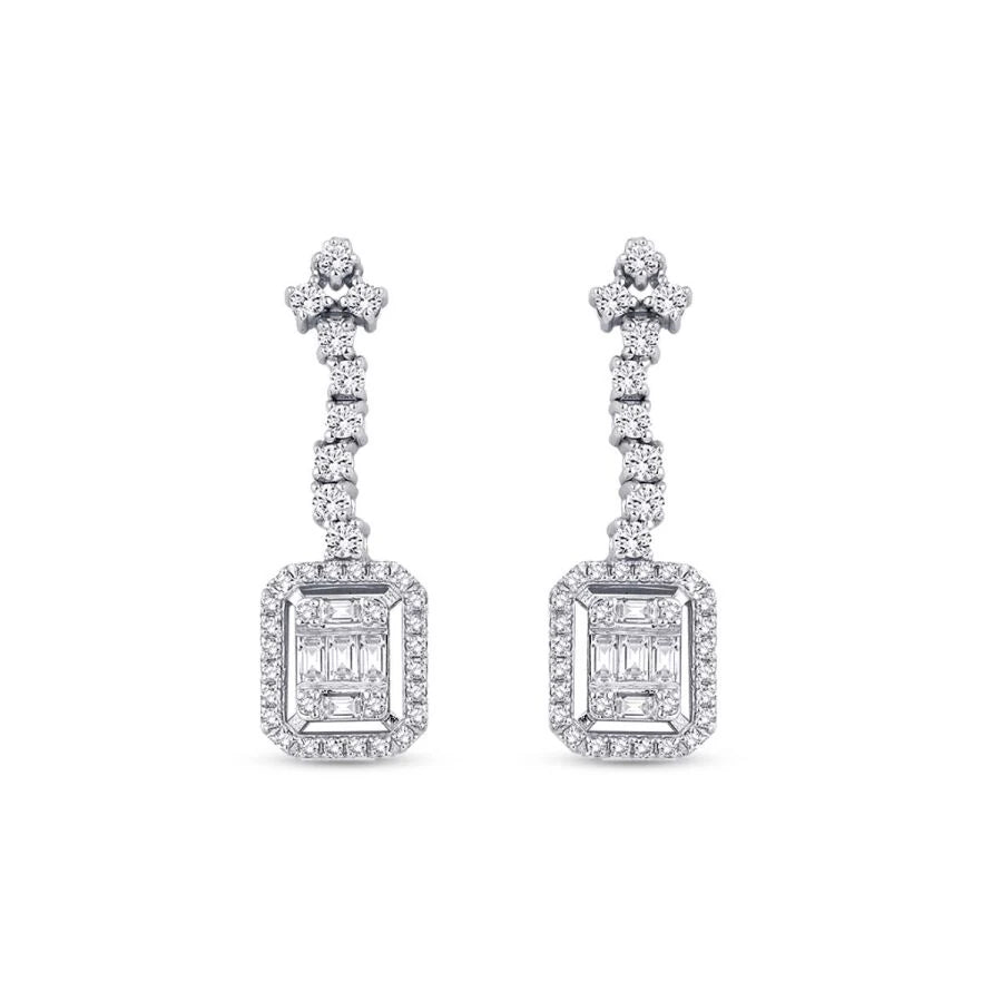 0.64 Carat Diamond Baguette Earrings