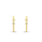 Gold Oval Side Stone Hoop Earrings