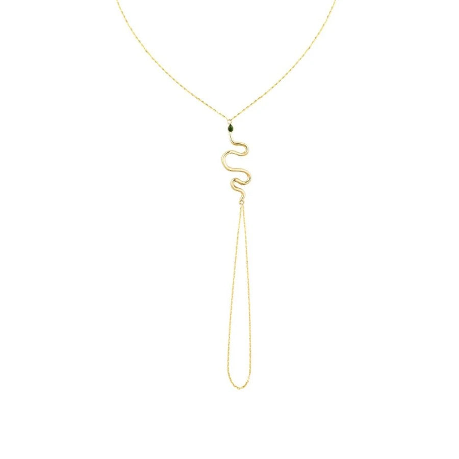 Gold Stone Snake Hand Chain Bracelet