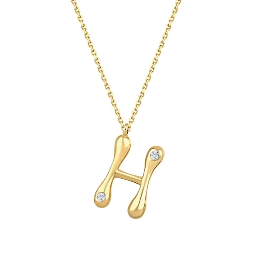 0.04 Carat Diamond H Letter Necklace